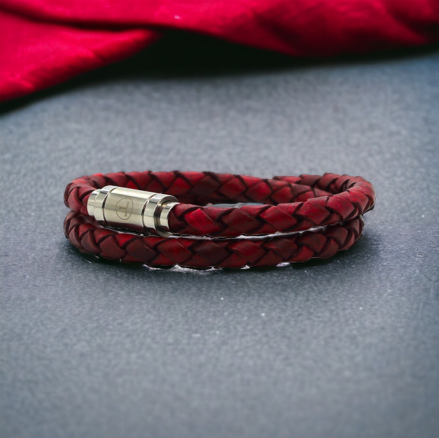 Leder-Wickelarmband Slim Red Vintage